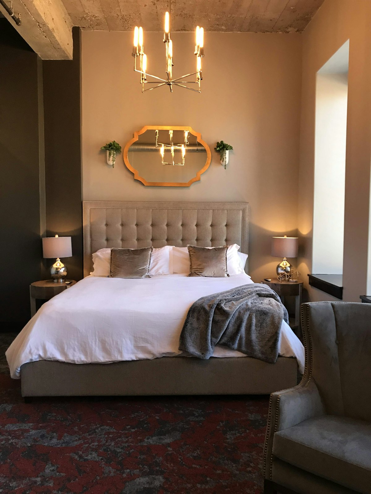 Luxury bed frame in a modern bedroom